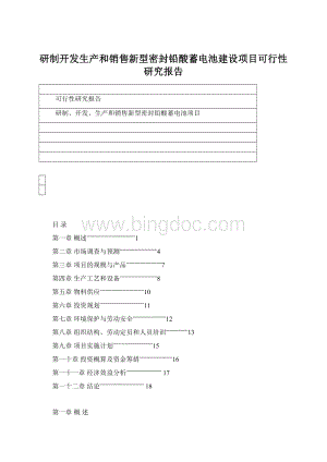 研制开发生产和销售新型密封铅酸蓄电池建设项目可行性研究报告.docx