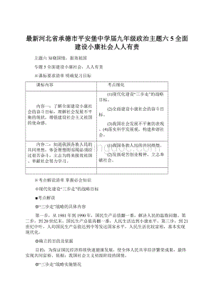 最新河北省承德市平安堡中学届九年级政治主题六5 全面建设小康社会人人有责文档格式.docx