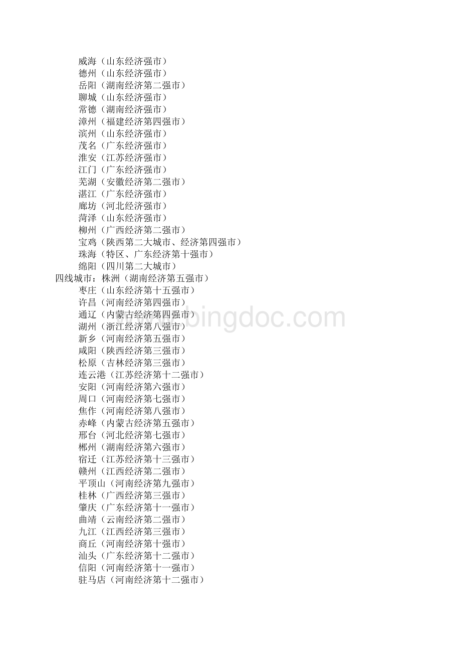 中国城市最新分级文档格式.docx_第3页