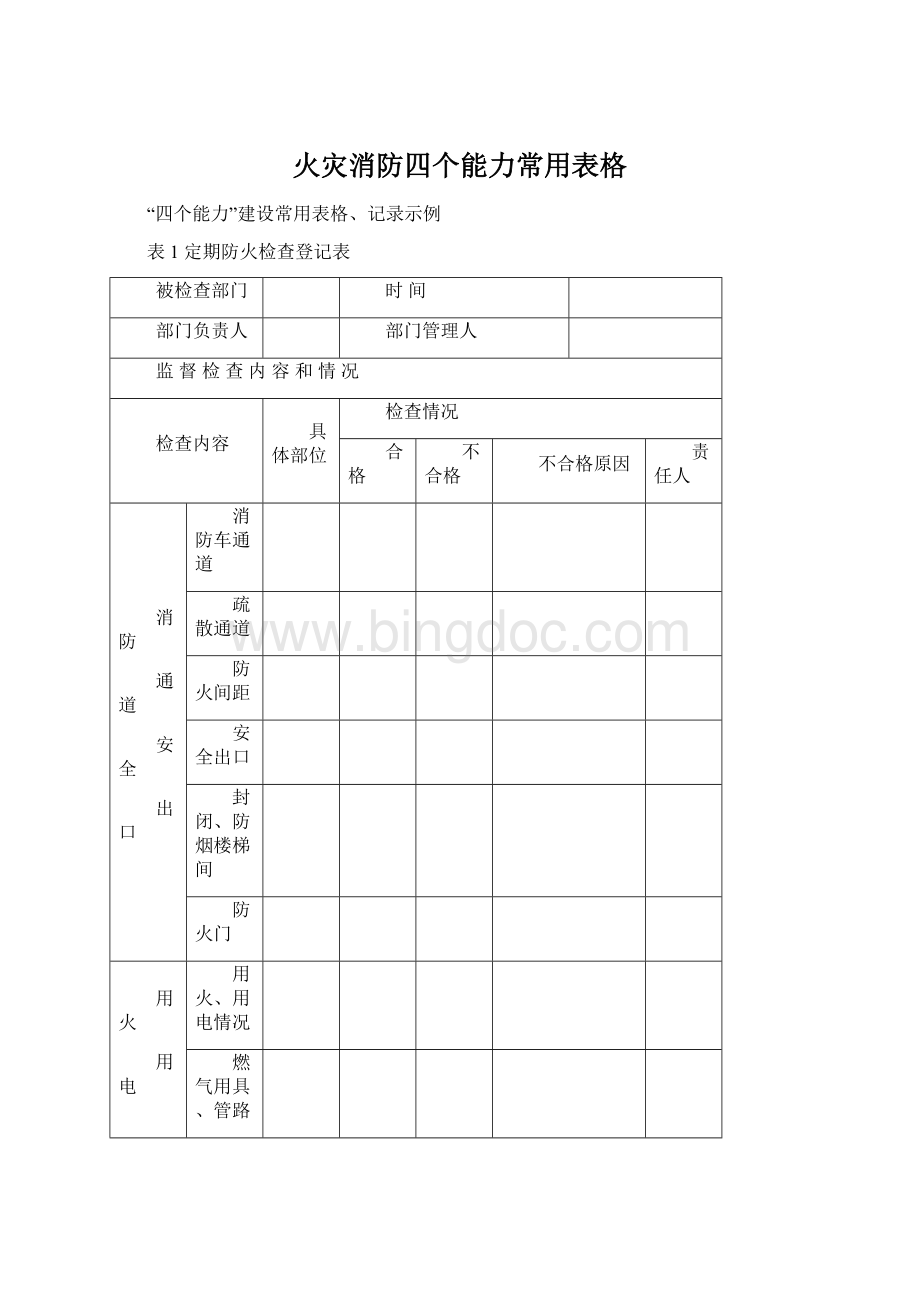 火灾消防四个能力常用表格.docx