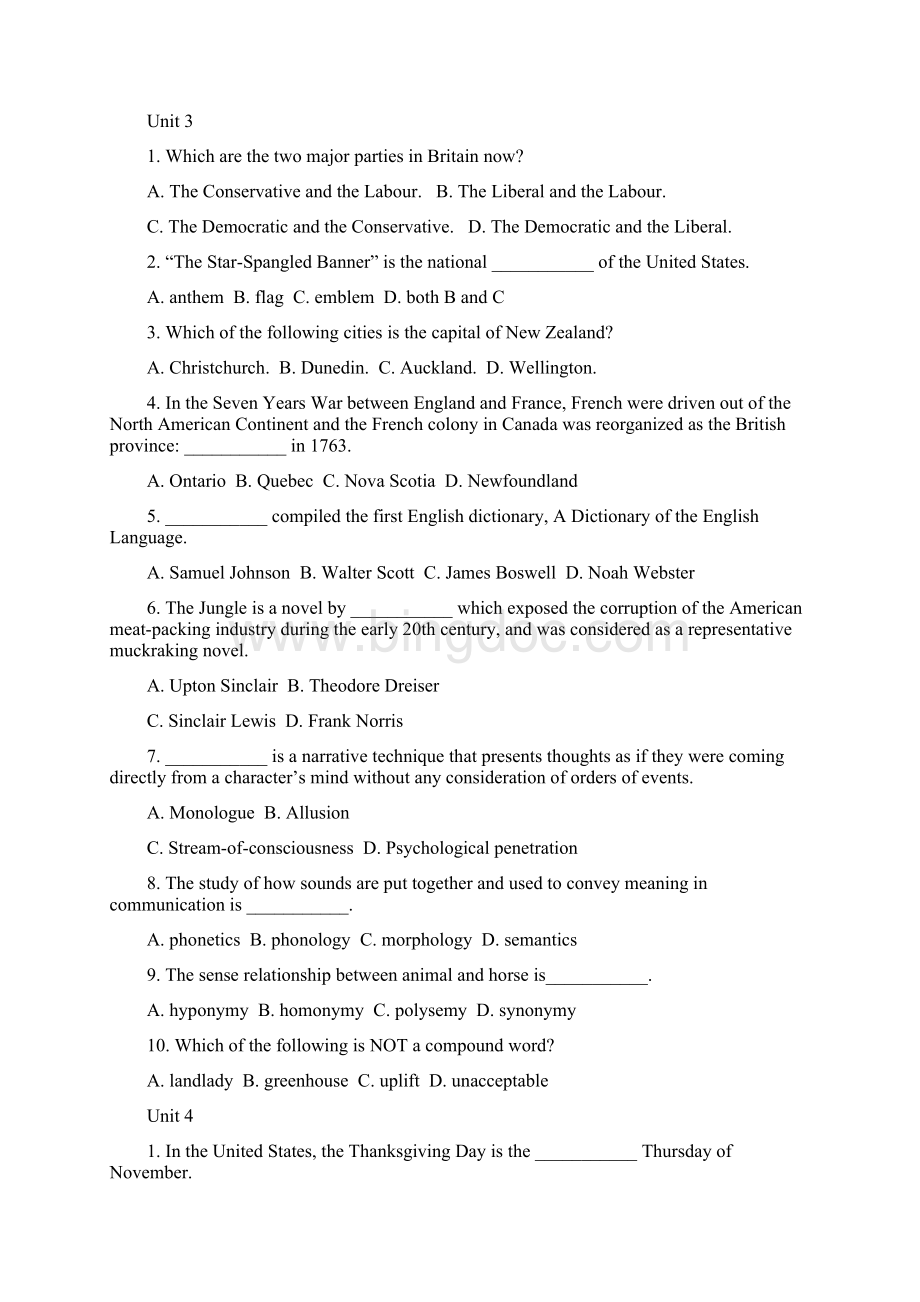 英语专业八级人文常识含答案.docx_第3页