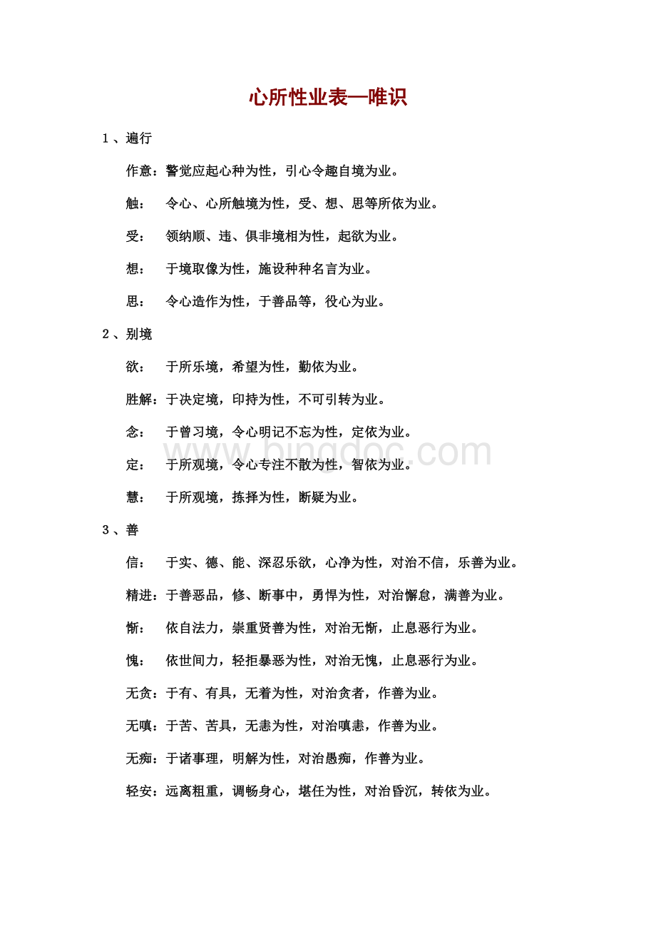 心所性业表--唯识Word文档下载推荐.doc_第1页