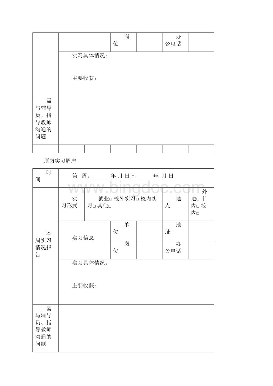 表1建筑工程技术专业顶岗实习考核手册Word文档下载推荐.docx_第3页