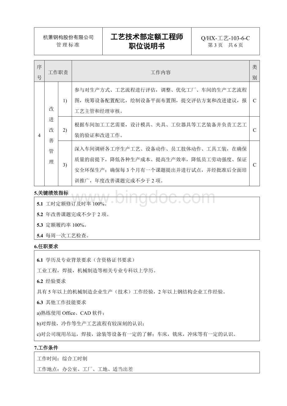 QHX-工艺-103-6-C工艺技术部定额工程师职位说明书.docx_第3页