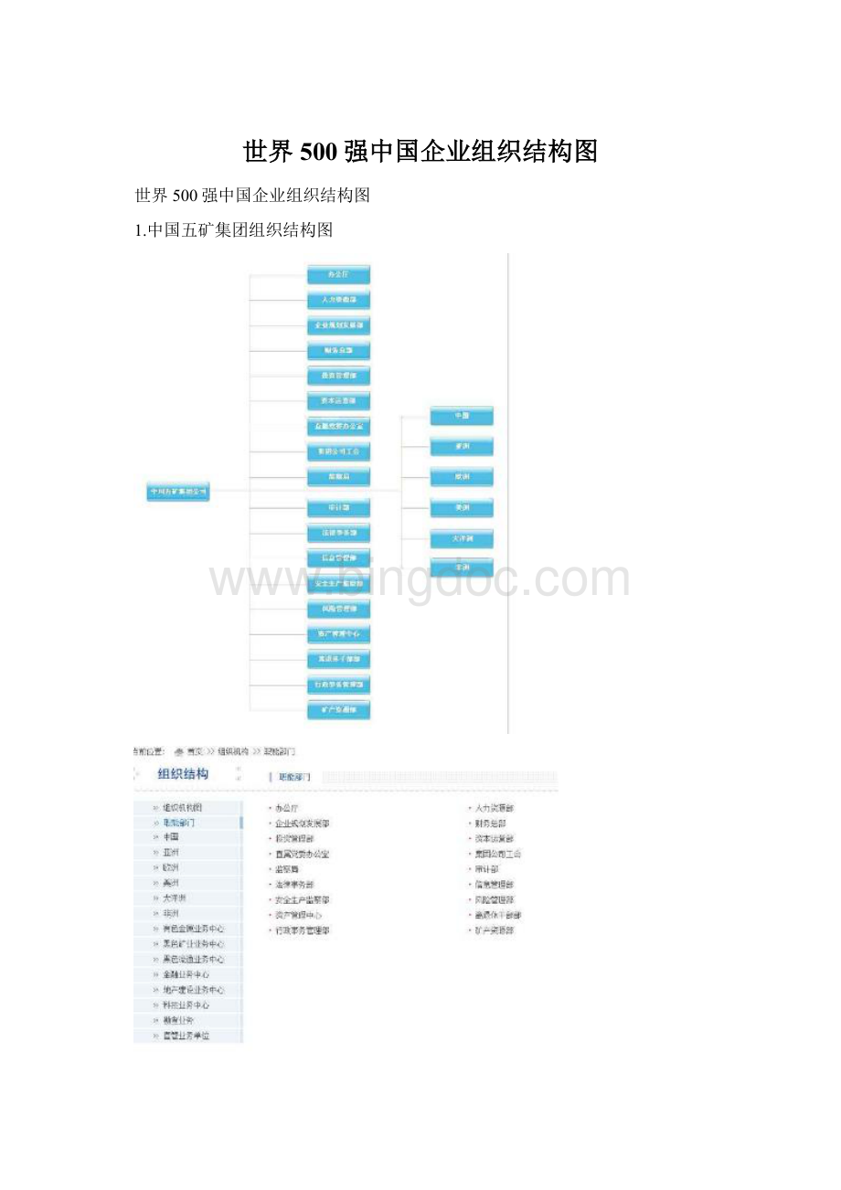 世界500强中国企业组织结构图Word文件下载.docx