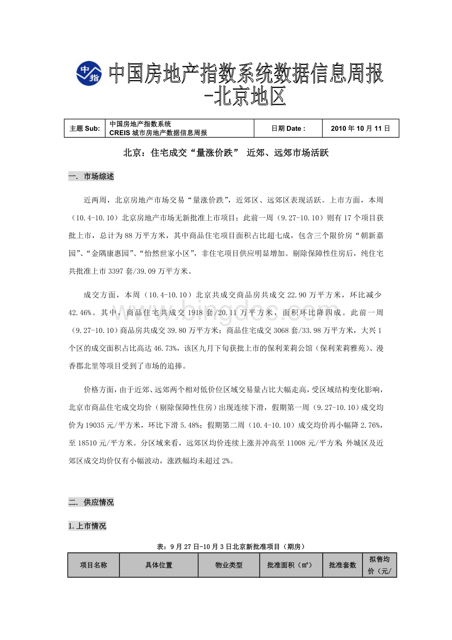 CREIS中指情报-北京数据信息周报(9.27-10.10).doc_第1页
