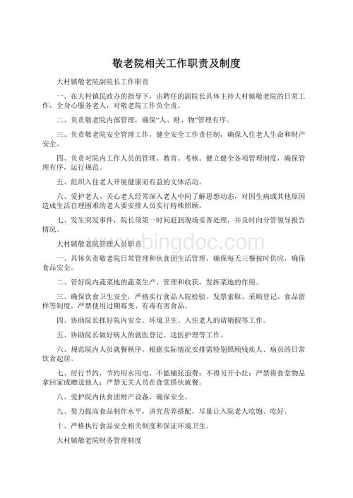 敬老院相关工作职责及制度.docx