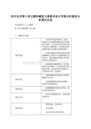 初中化学第十单元酸和碱复习课教学设计学情分析教材分析课后反思Word下载.docx