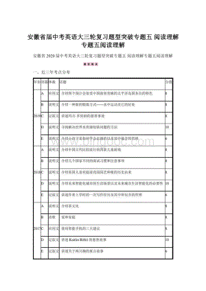 安徽省届中考英语大三轮复习题型突破专题五 阅读理解专题五阅读理解.docx