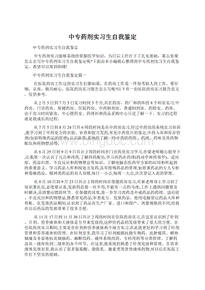 中专药剂实习生自我鉴定.docx