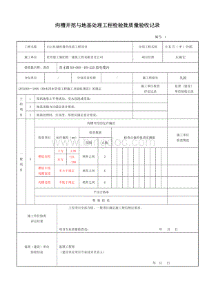 沟槽开挖与地基处理工程检验批质量验收记录表-(1).doc