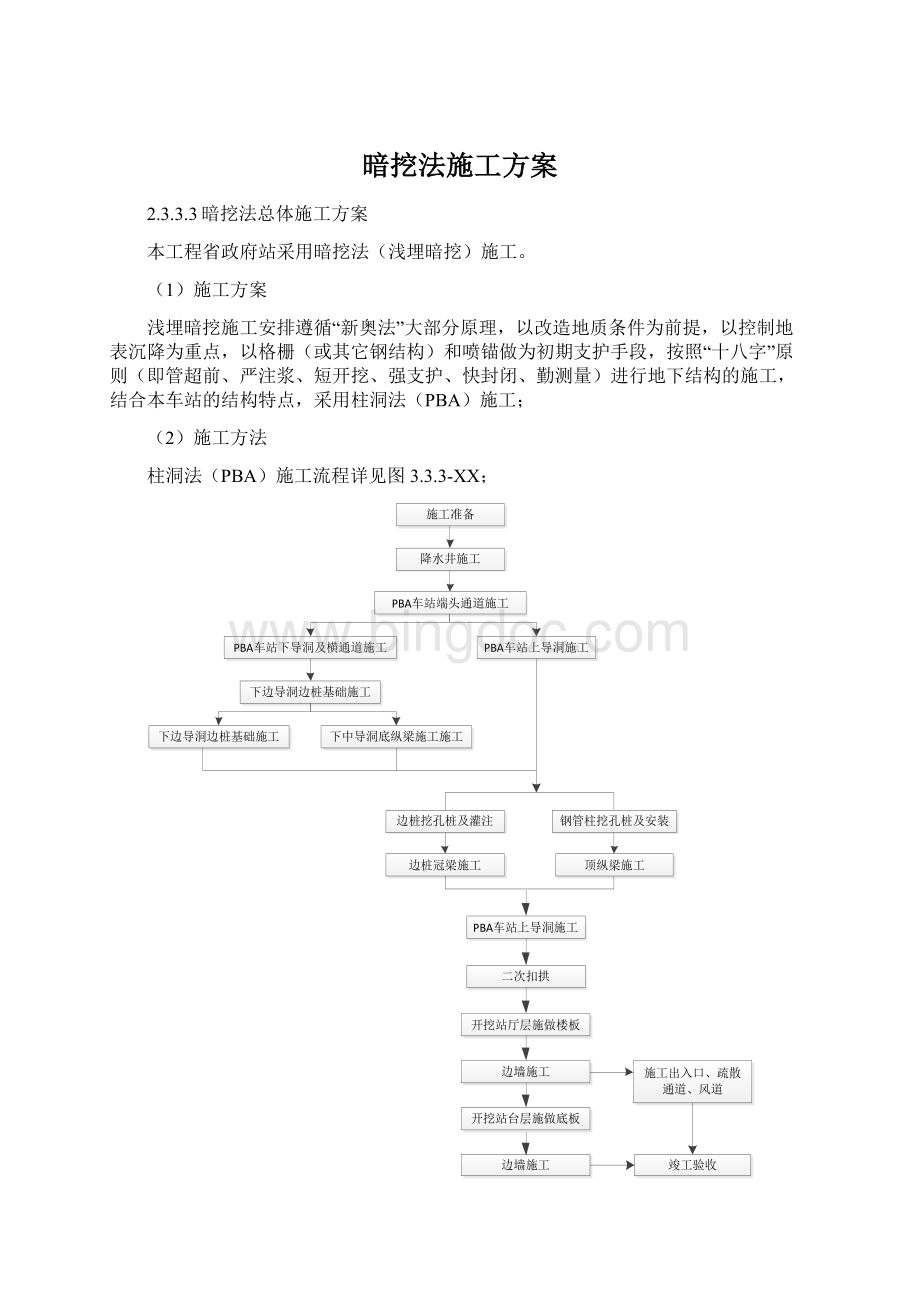 暗挖法施工方案Word文档下载推荐.docx