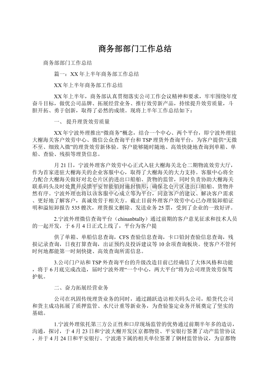 商务部部门工作总结文档格式.docx_第1页