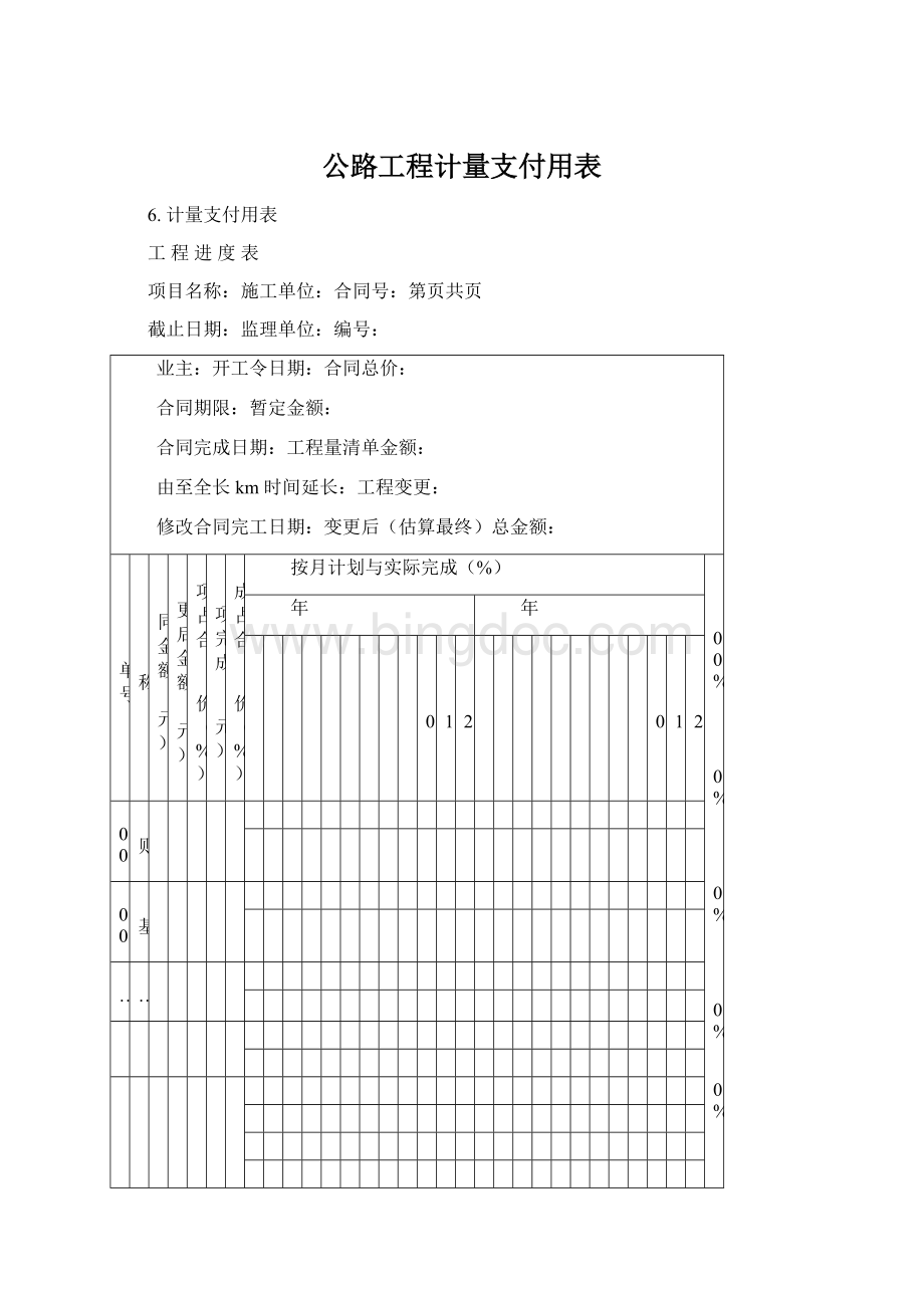 公路工程计量支付用表Word文件下载.docx