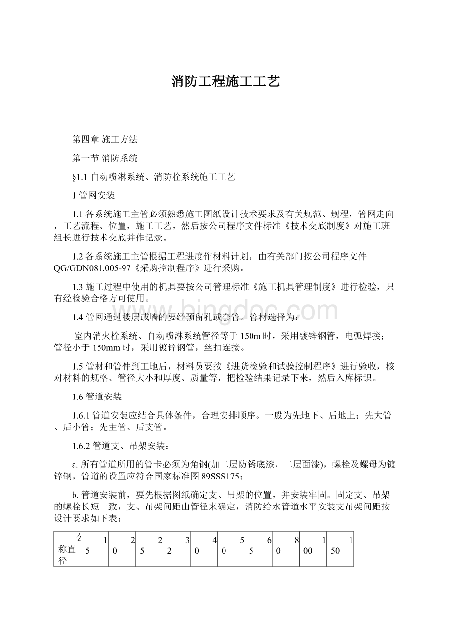 消防工程施工工艺Word下载.docx