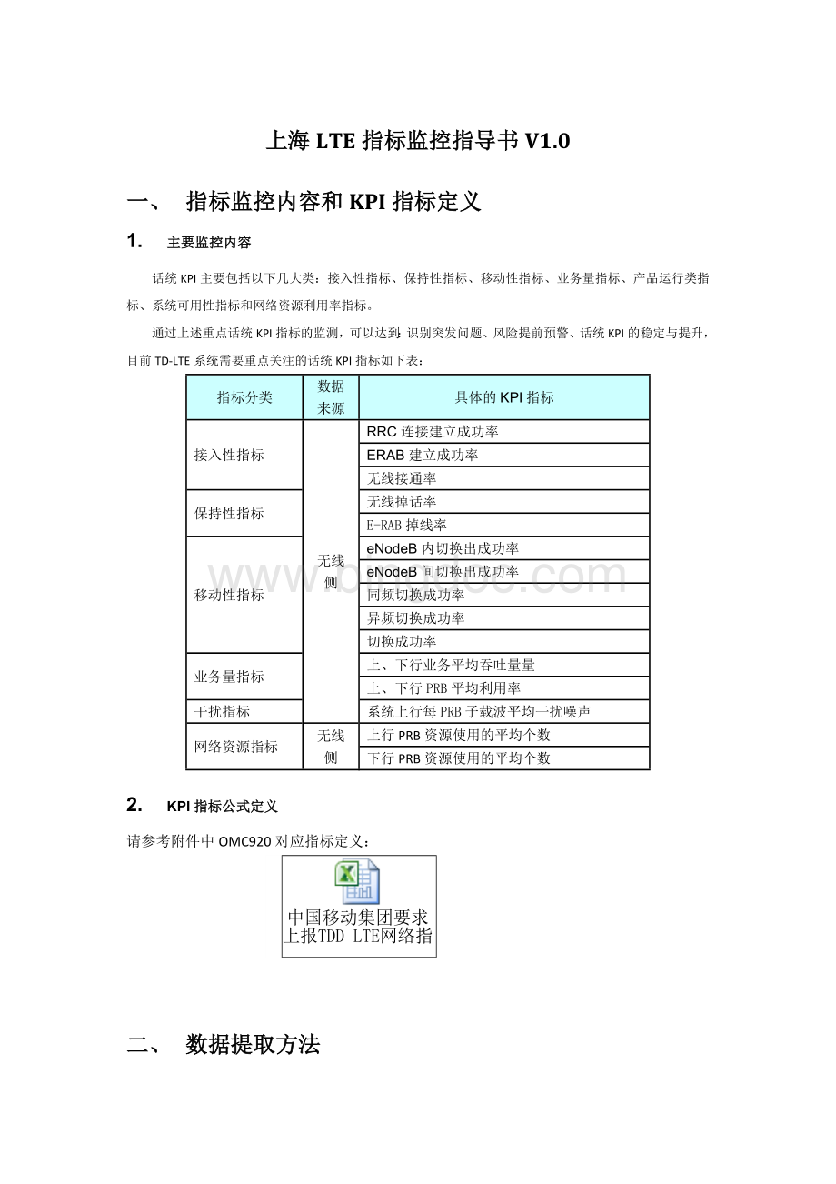 华为TDD-LTE指标监控指导书(经典).doc