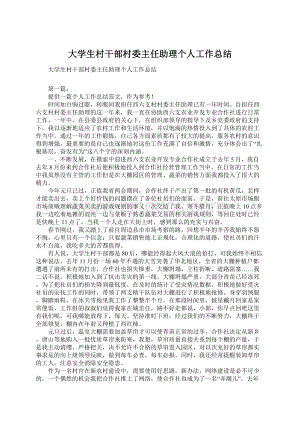 大学生村干部村委主任助理个人工作总结Word文档下载推荐.docx