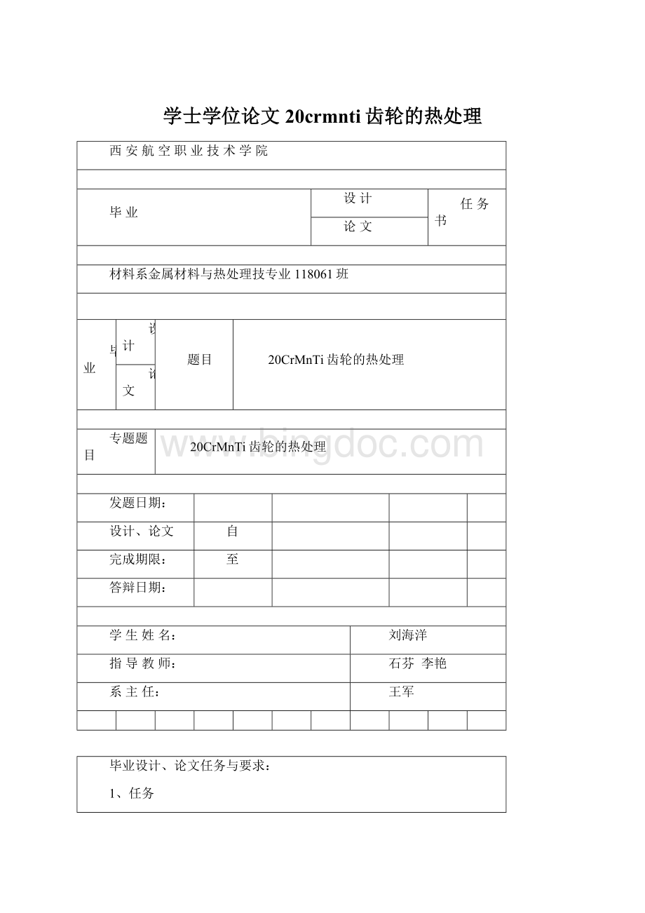 学士学位论文20crmnti齿轮的热处理.docx_第1页