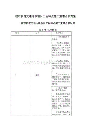 城市轨道交通地铁项目工程特点施工重难点和对策.docx