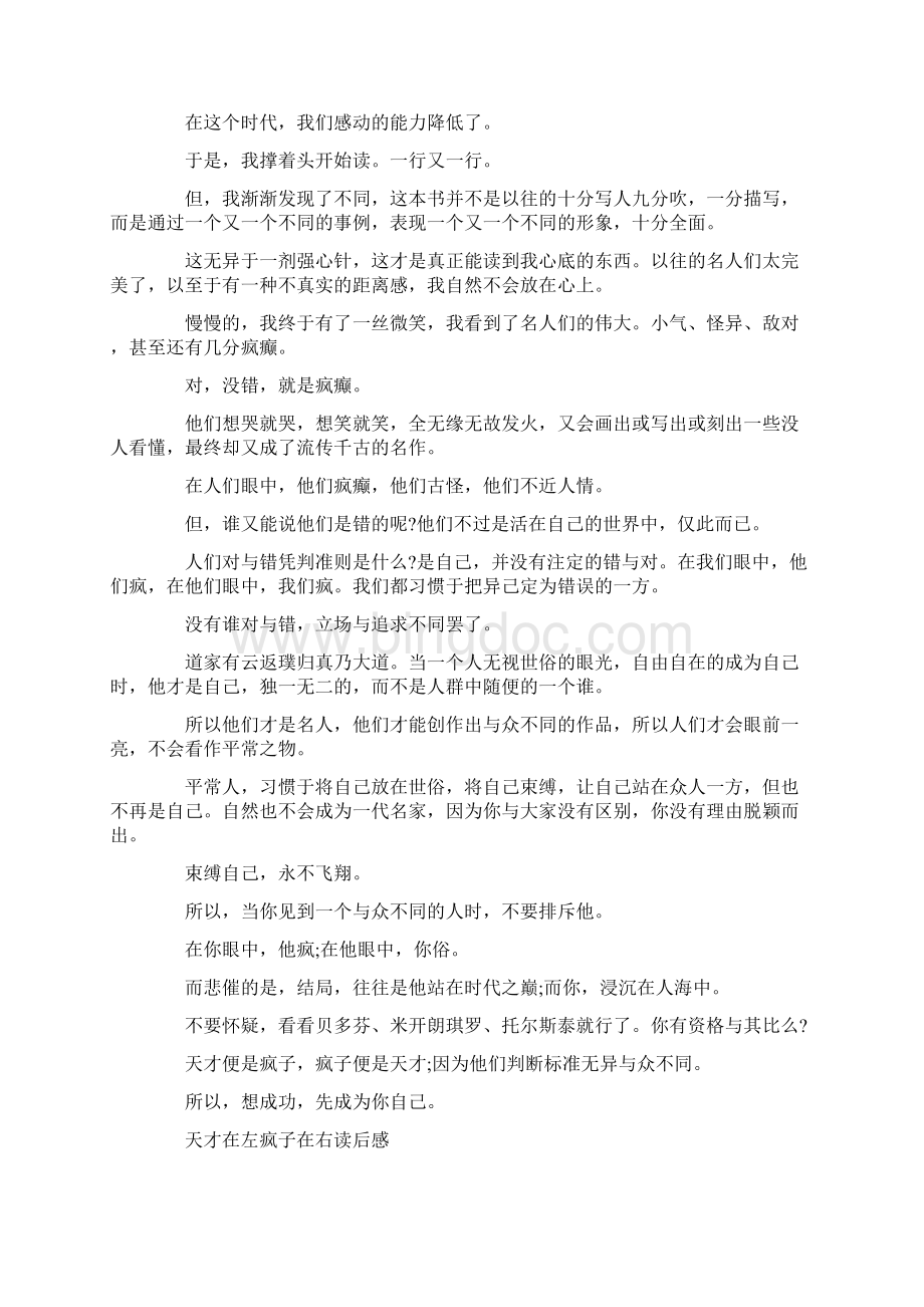 天才在左疯子在右读后感范文1000字Word下载.docx_第2页