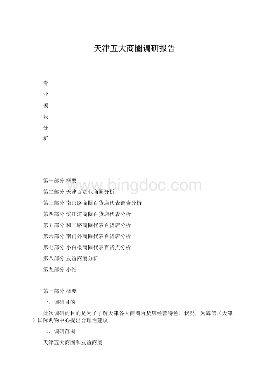 天津五大商圈调研报告.docx_第1页