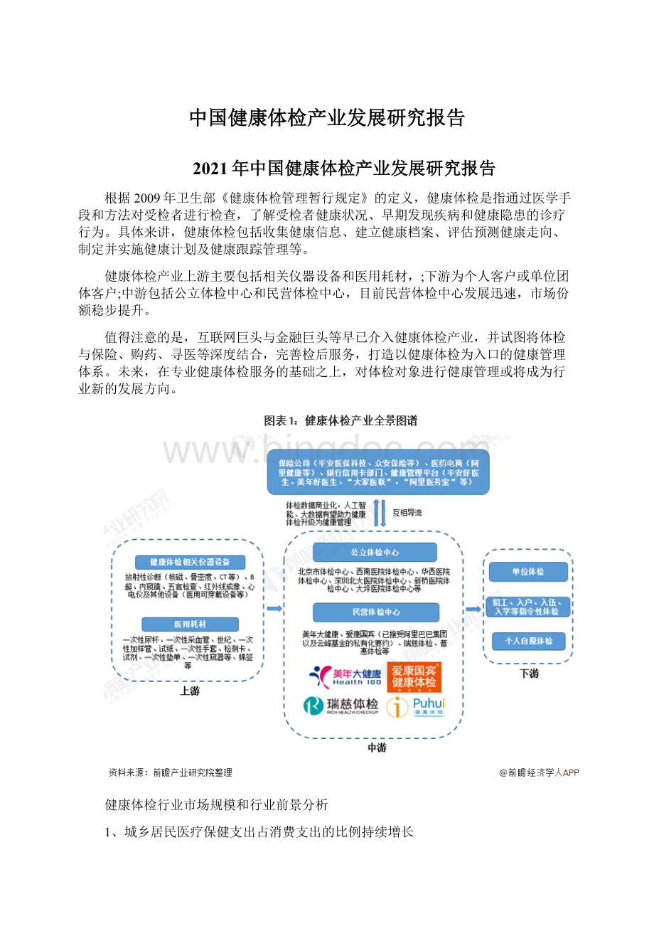 中国健康体检产业发展研究报告Word文档下载推荐.docx