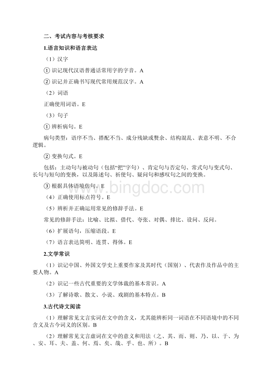 湖北省技能高考文化综合考试大纲2 1.docx_第2页