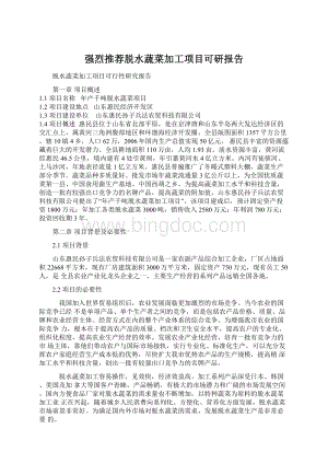 强烈推荐脱水蔬菜加工项目可研报告Word格式文档下载.docx