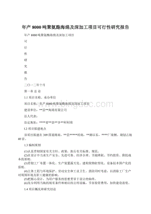 年产8000吨聚氨酯海绵及深加工项目可行性研究报告Word文档格式.docx