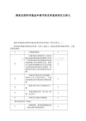 国家自然科学基金申请书形式审查表项目主持人.docx