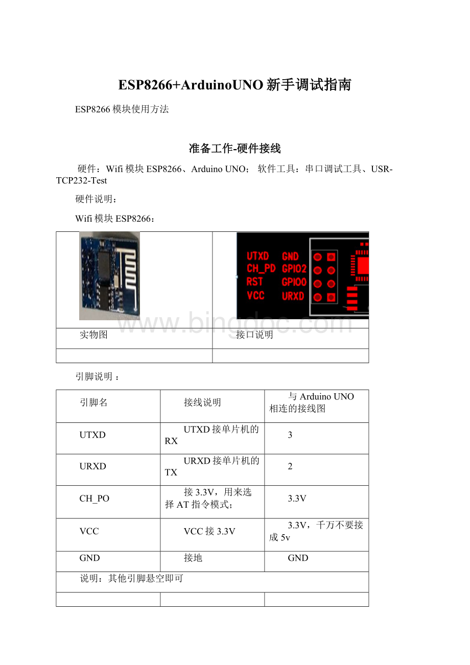 ESP8266+ArduinoUNO新手调试指南.docx