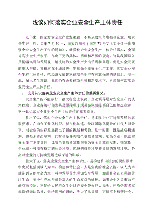 浅谈如何落实企业安全生产主体责任文档格式.doc