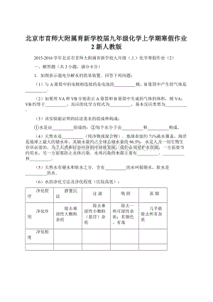 北京市首师大附属育新学校届九年级化学上学期寒假作业2 新人教版Word下载.docx