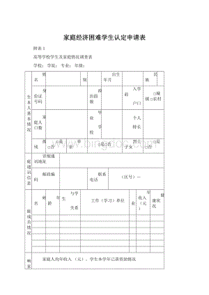 家庭经济困难学生认定申请表Word格式.docx