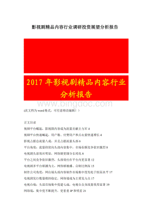 影视剧精品内容行业调研投资展望分析报告.docx