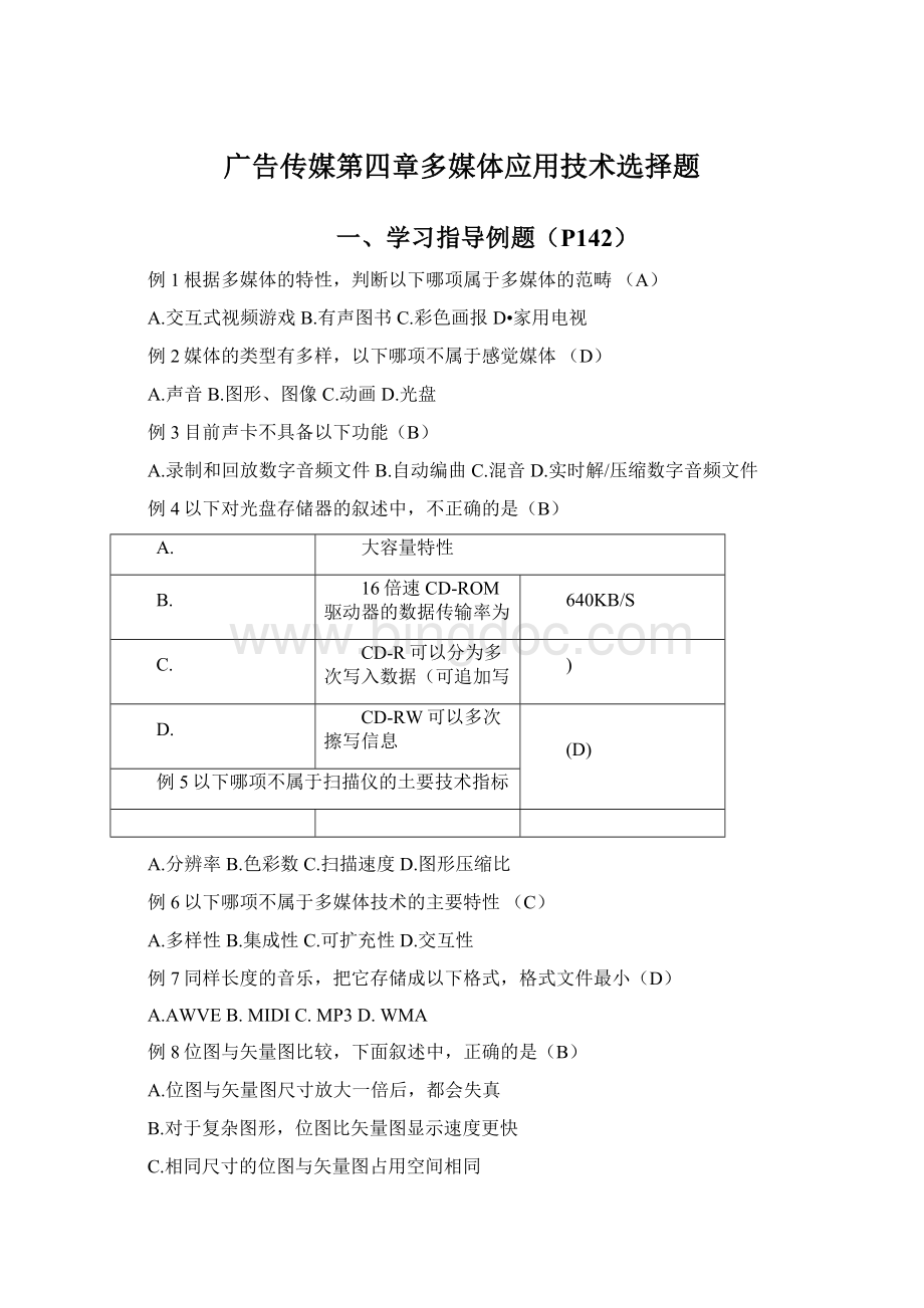 广告传媒第四章多媒体应用技术选择题.docx