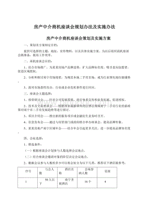 房产中介商机座谈会规划办法及实施办法Word格式文档下载.docx