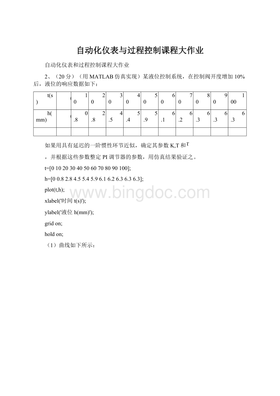 自动化仪表与过程控制课程大作业Word文件下载.docx