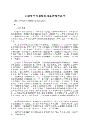 大学生文员顶岗实习总结报告范文.docx