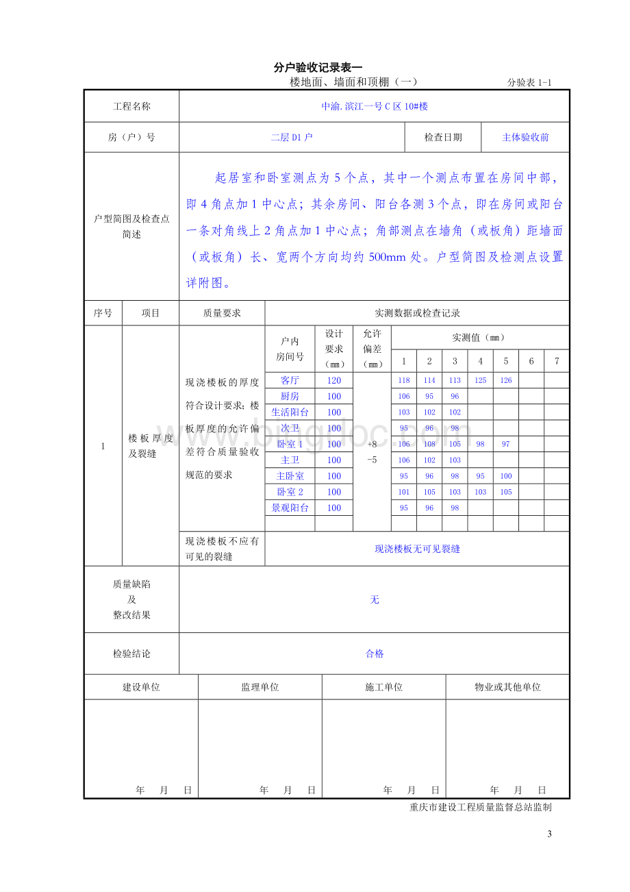 重庆市住宅工程质量分户验收表格Word文档下载推荐.doc_第3页