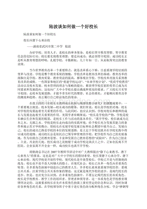 陆波谈如何做一个好校长.docx