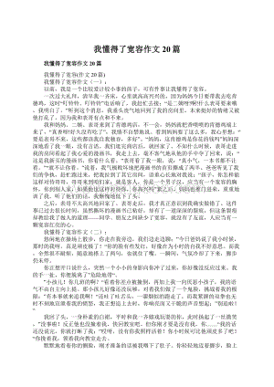 我懂得了宽容作文20篇Word文档下载推荐.docx