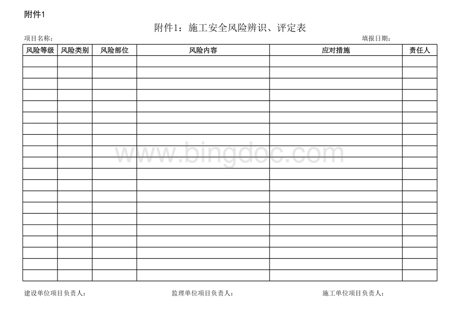 施工安全风险辨识、评定表.xls_第1页