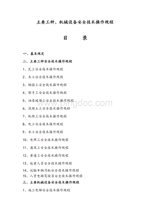 项目主要工种安全技术操作规程Word文件下载.doc