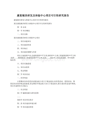 康复辅具研发及体验中心项目可行性研究报告Word文档格式.docx