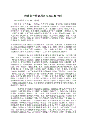 浅谈软件信息项目实施过程控制1Word格式文档下载.docx