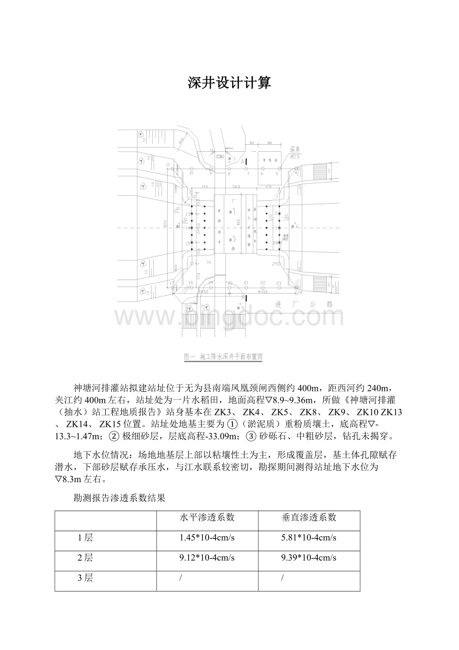 深井设计计算Word格式.docx