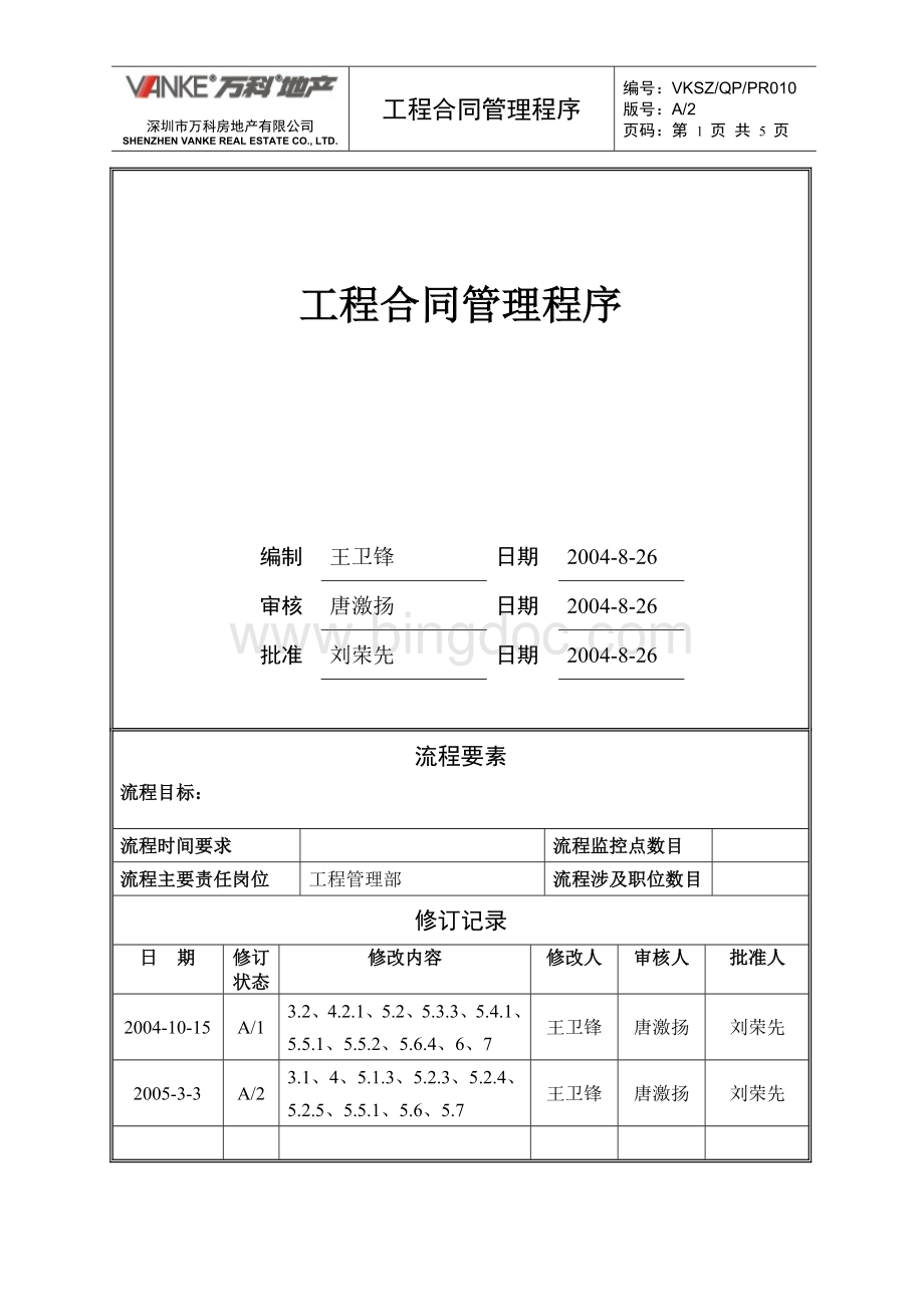 万科地产工程合同管理程序.doc