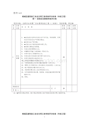 相城区建筑施工安全文明工地考核评分标准(市政工程).doc