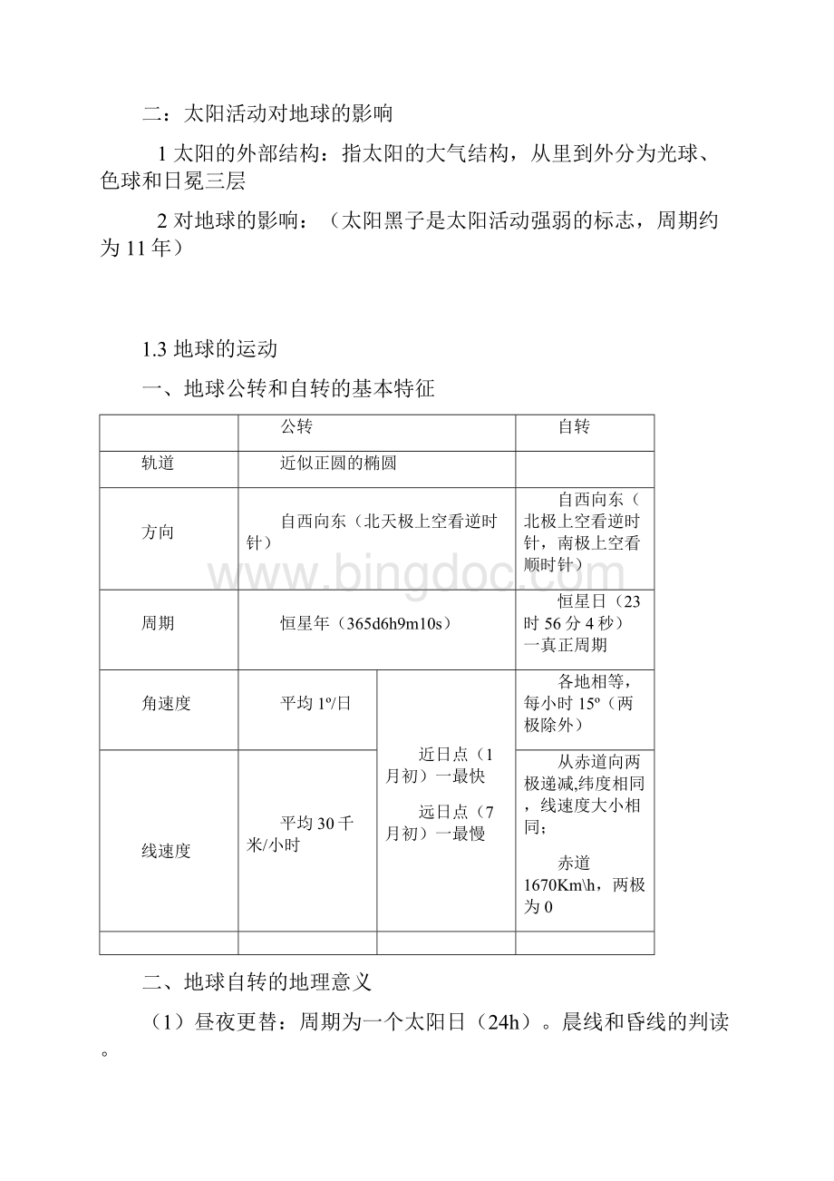 最新版高中地理必修一知识点总结完全篇.docx_第2页